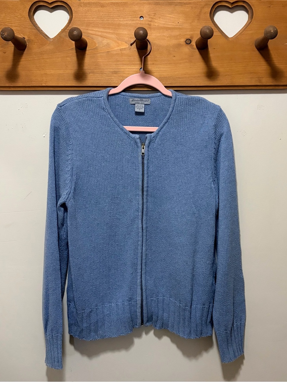 Eddie Bauer 100% Cotton Full Zip Cardigan Sweater Blue M